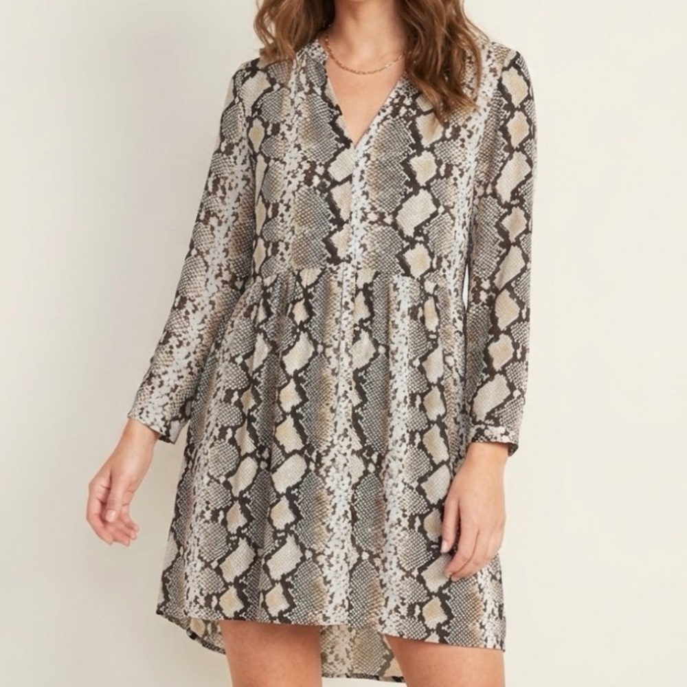 Anthropologie x Maeve Juno Snake Print Long Sleeve Mini Dress XS